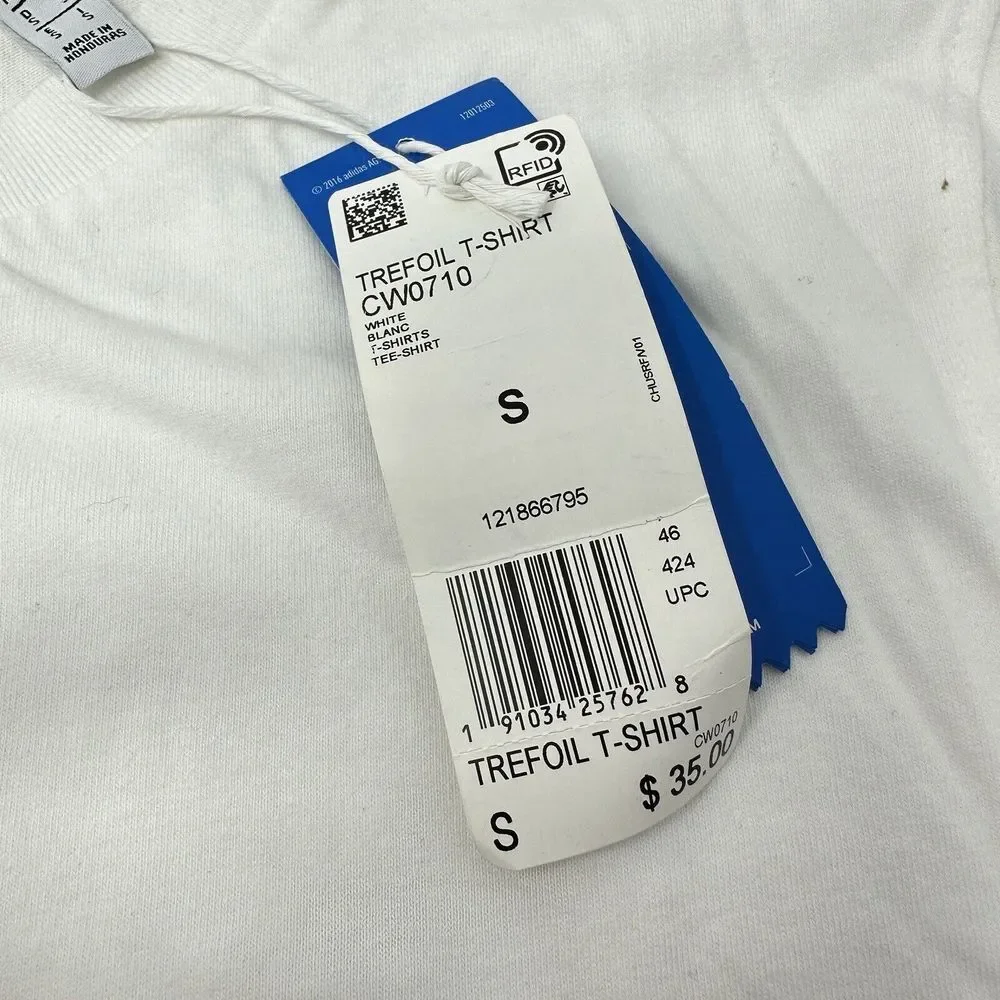 Lot Of 2 Adidas Trefoil Logo Classic Cotton T-Shirt‎ White/Black CW070 CW0710